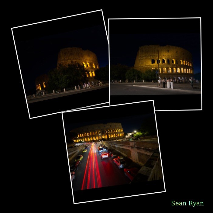 Colosseum At Blue Hour With Traffic Trails